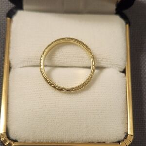 14K Gold Wedding Band – Hand-Engraved Wheat Pattern – Solid Gold